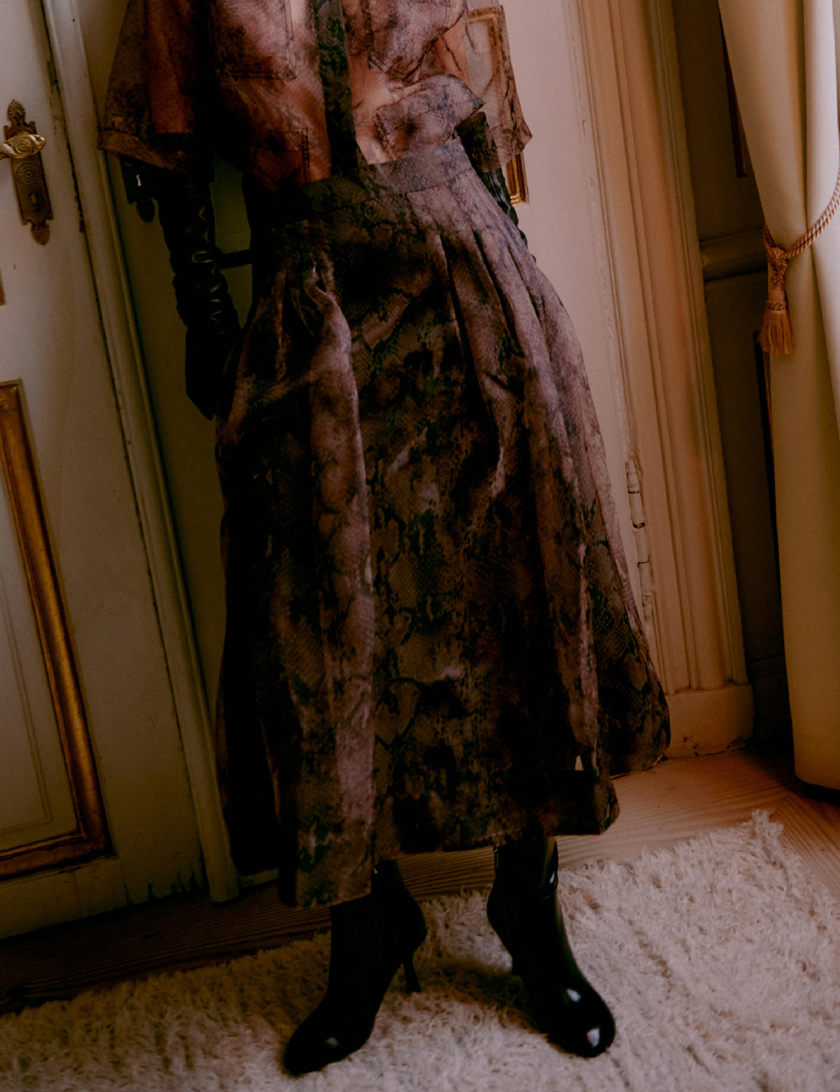 DAY Birger ét Mikkelsen DAYChai - Organza - Nederdel Skirt BROWN SNAKEY