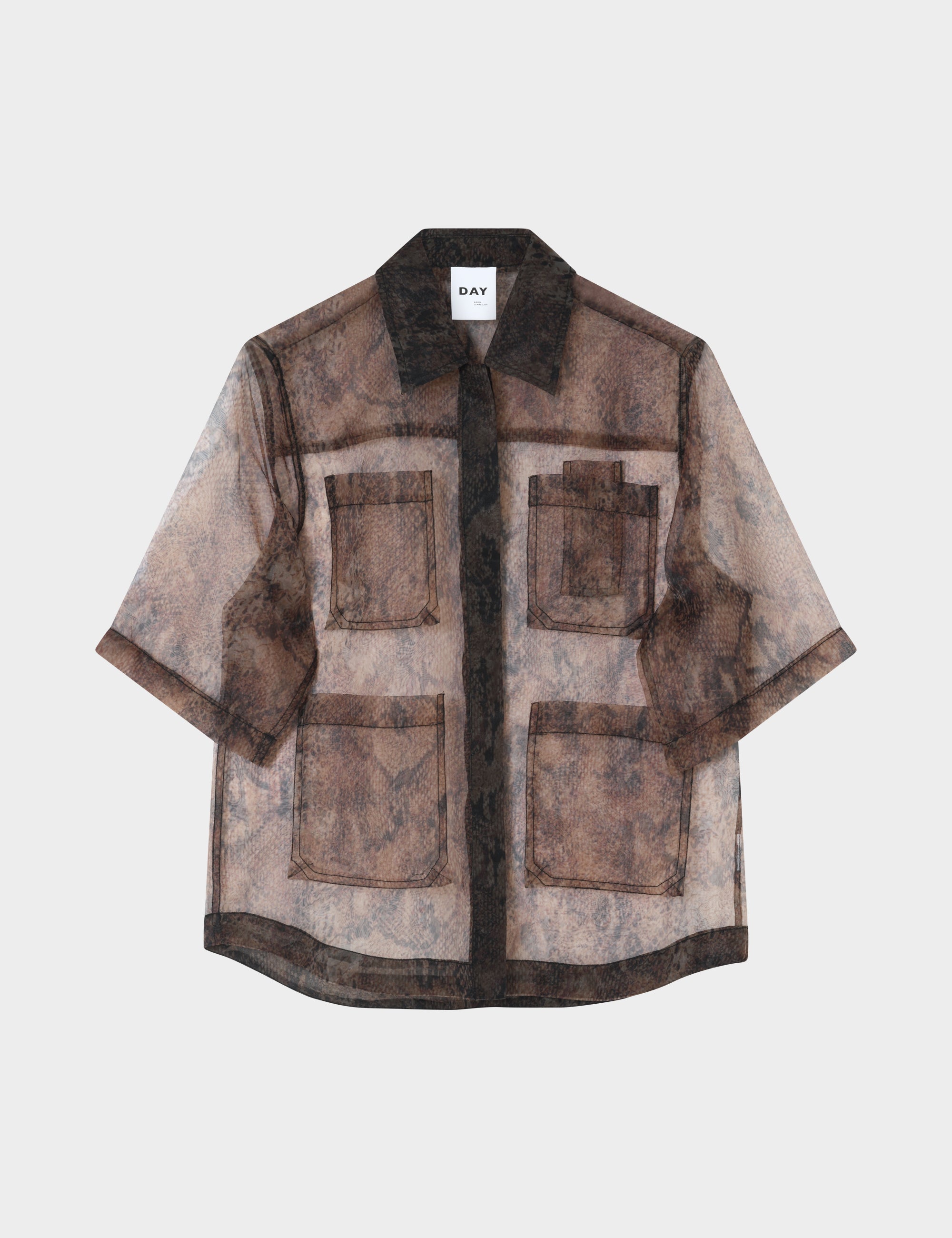 DAY Birger ét Mikkelsen DAYMina - Organza - Skjorte Bluse BROWN SNAKEY