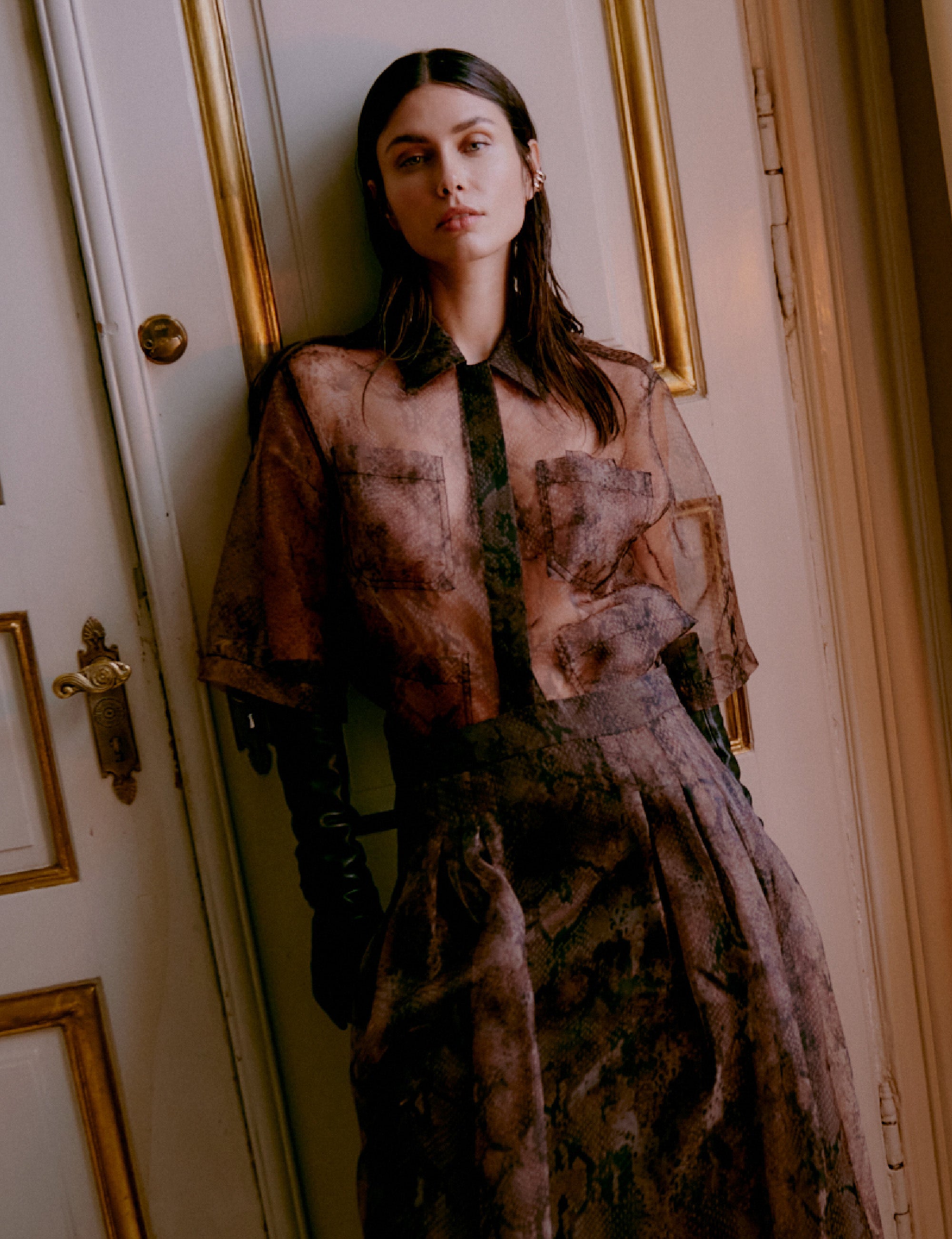 DAY Birger ét Mikkelsen DAYMina - Organza - Skjorte Bluse BROWN SNAKEY