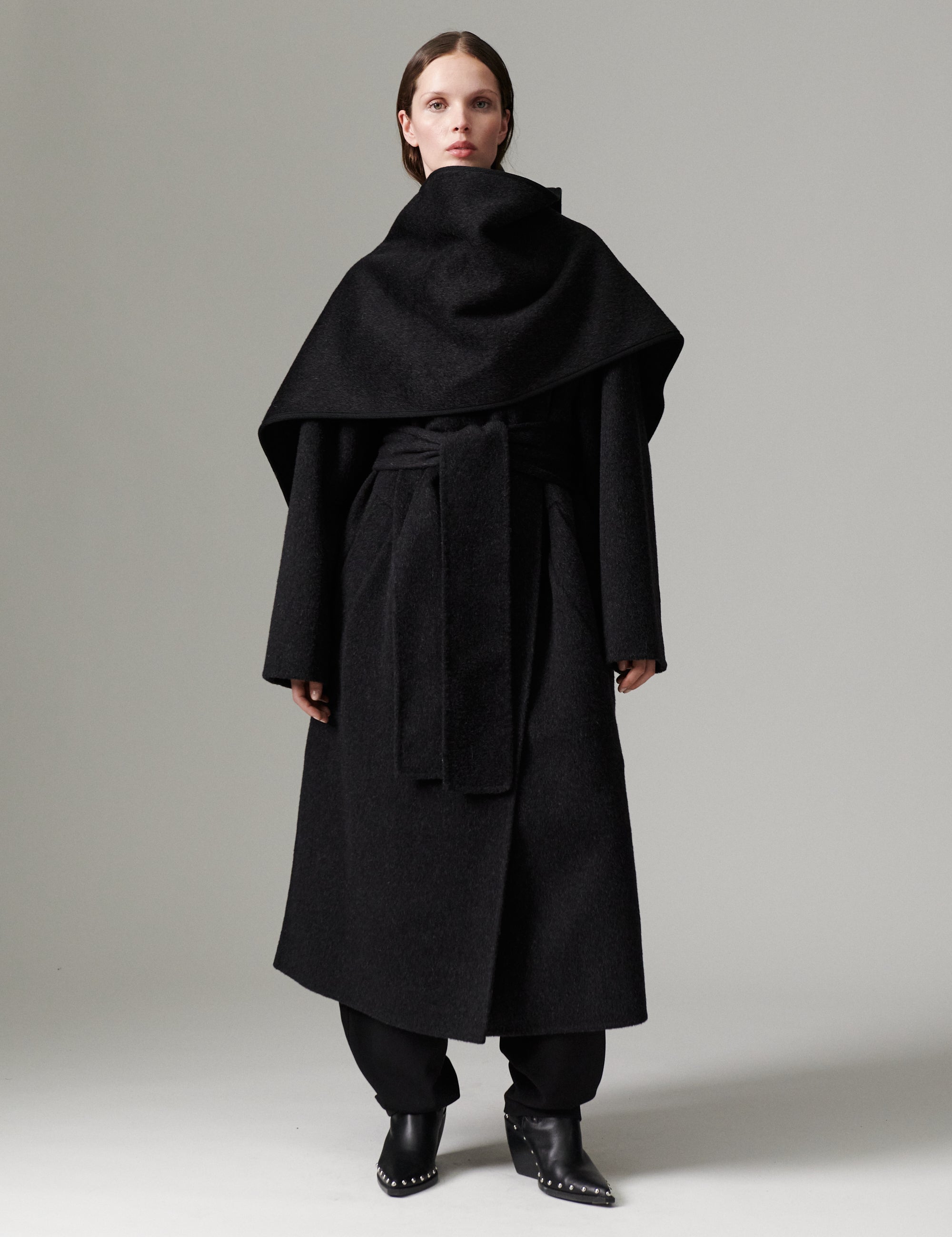 DAY Birger ét Mikkelsen DAYTeme - Bonded Soft Wool Frakke 500003 Dark Grey Melange