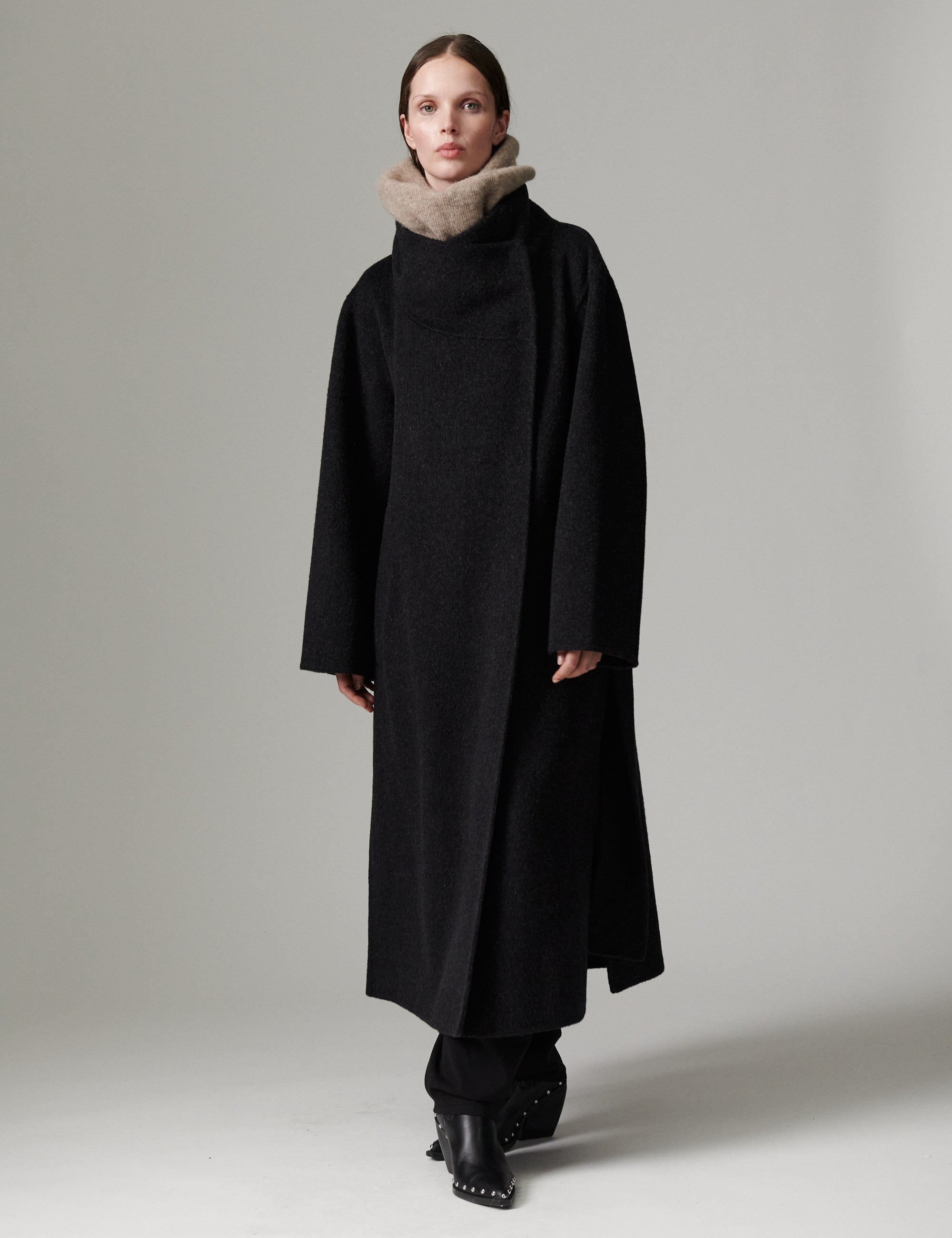 DAY Birger ét Mikkelsen DAYTeme - Bonded Soft Wool Frakke 500003 Dark Grey Melange
