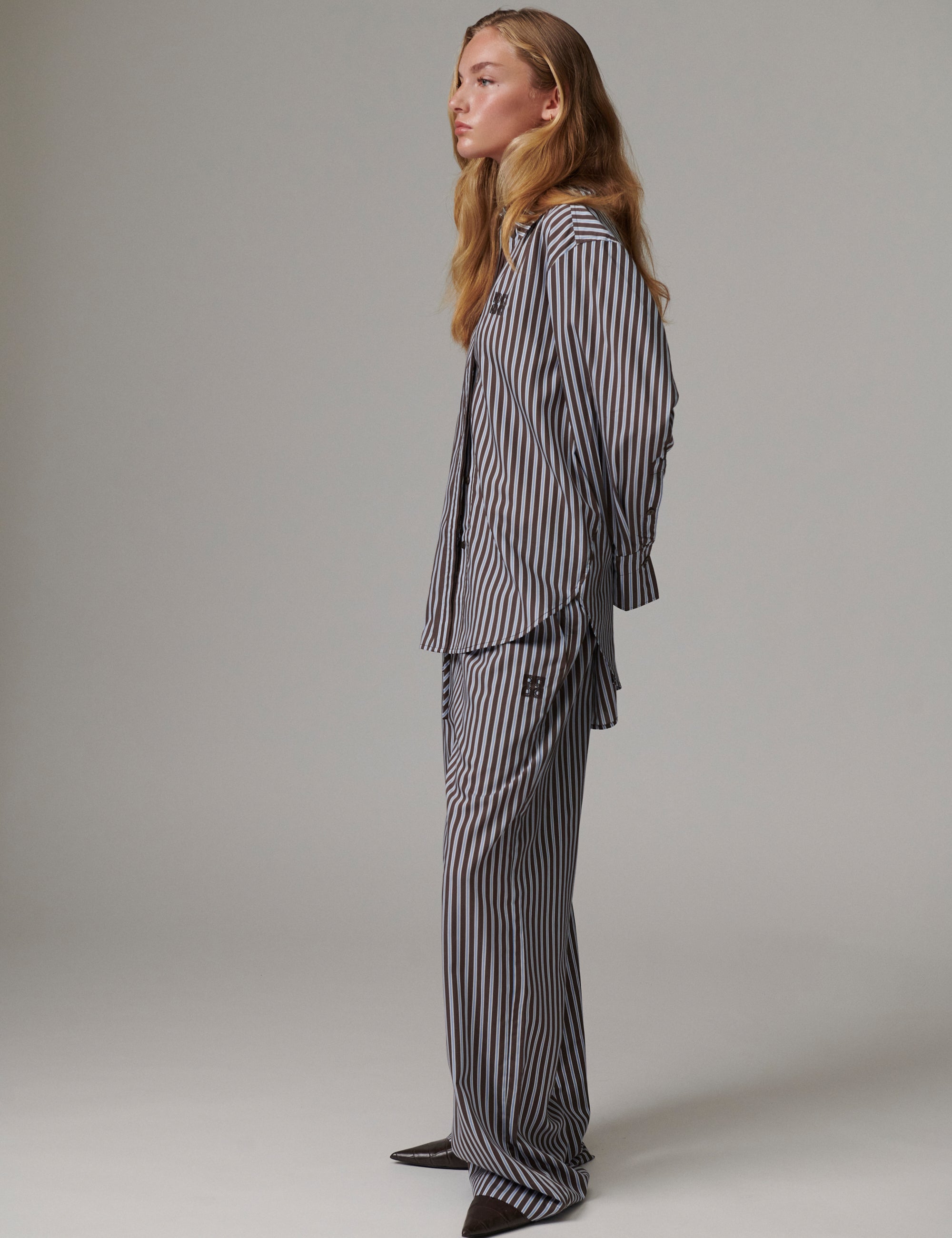 DAY Birger ét Mikkelsen DAYZoe - Daylounge Stripe - Skjorte Bukser 10082 Brown Stripe