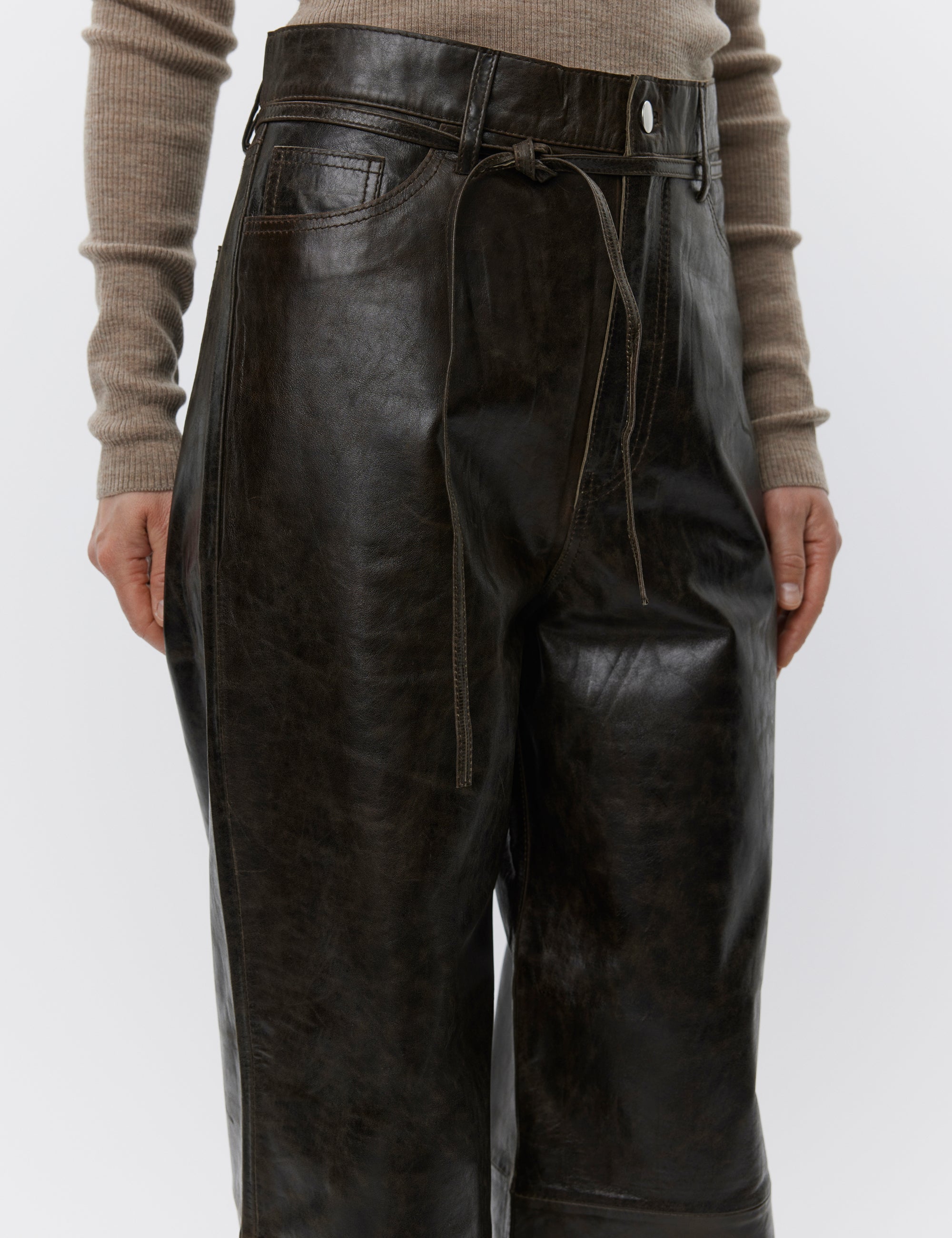 DAY Birger ét Mikkelsen Elijah - Polished Leather Pants 190912 CHOCOLATE BROWN