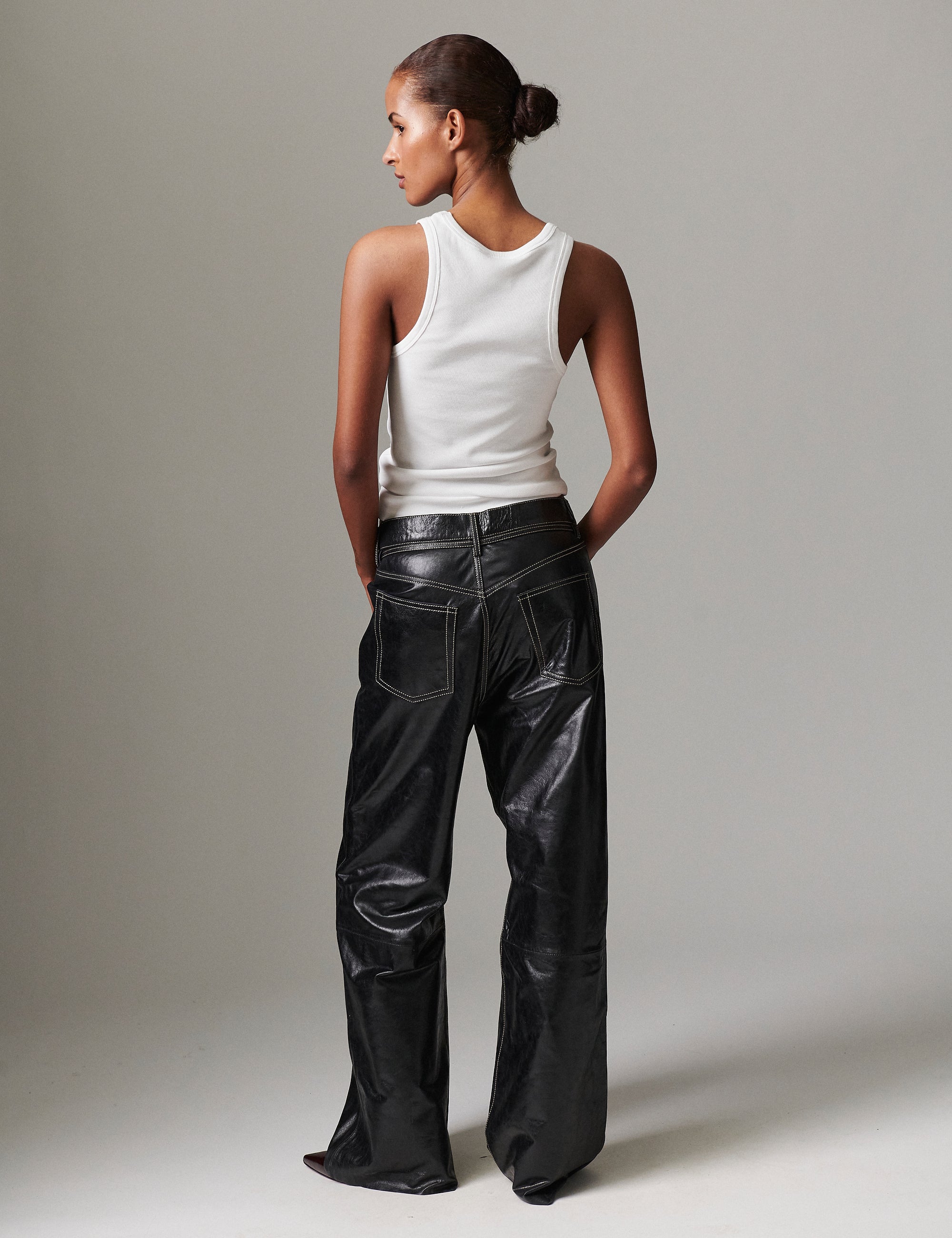 DAY Birger ét Mikkelsen Elijah - Polished Leather Pants 190303 BLACK