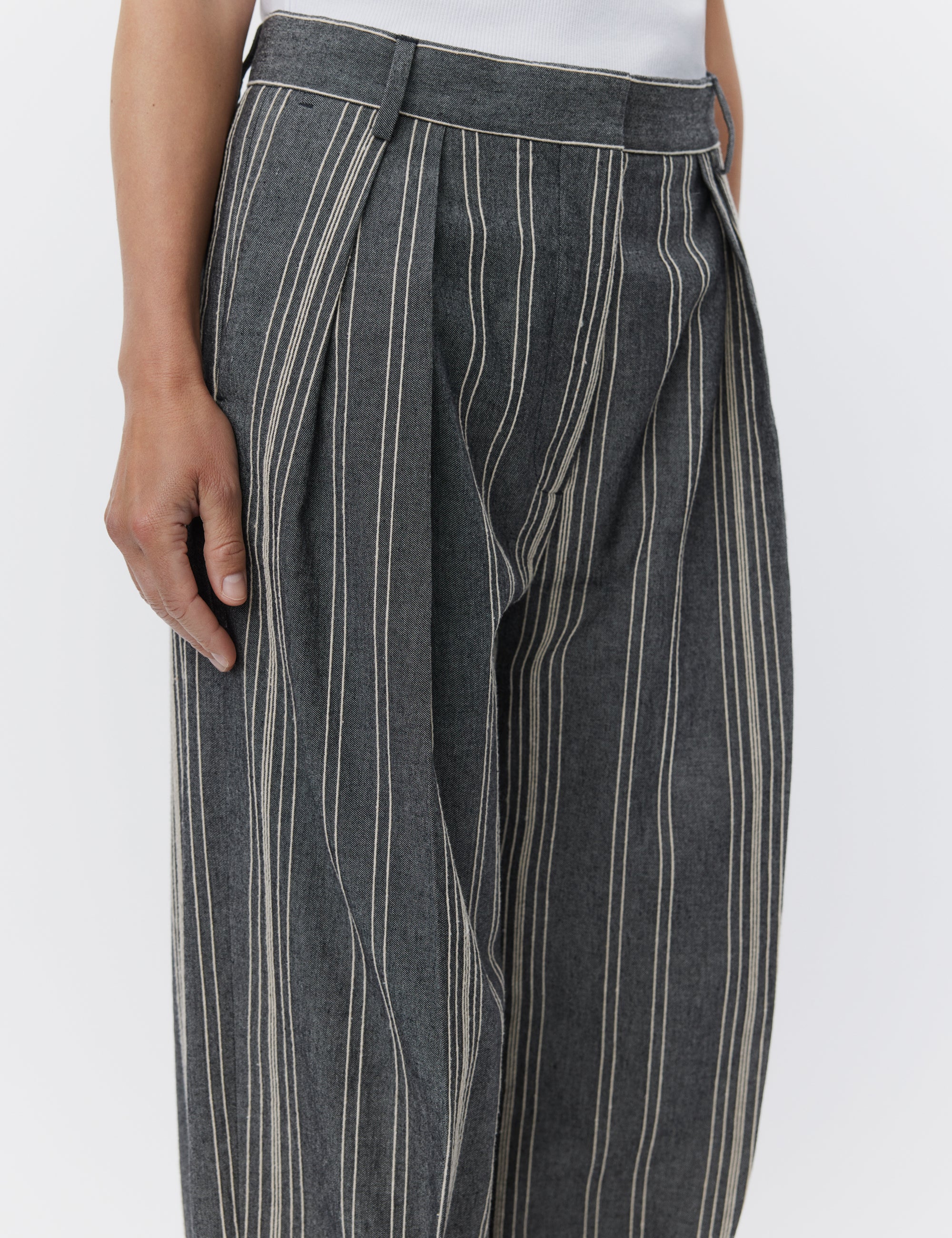 DAY Birger ét Mikkelsen Enzo - Slub Stripe Bukser 190303 BLACK