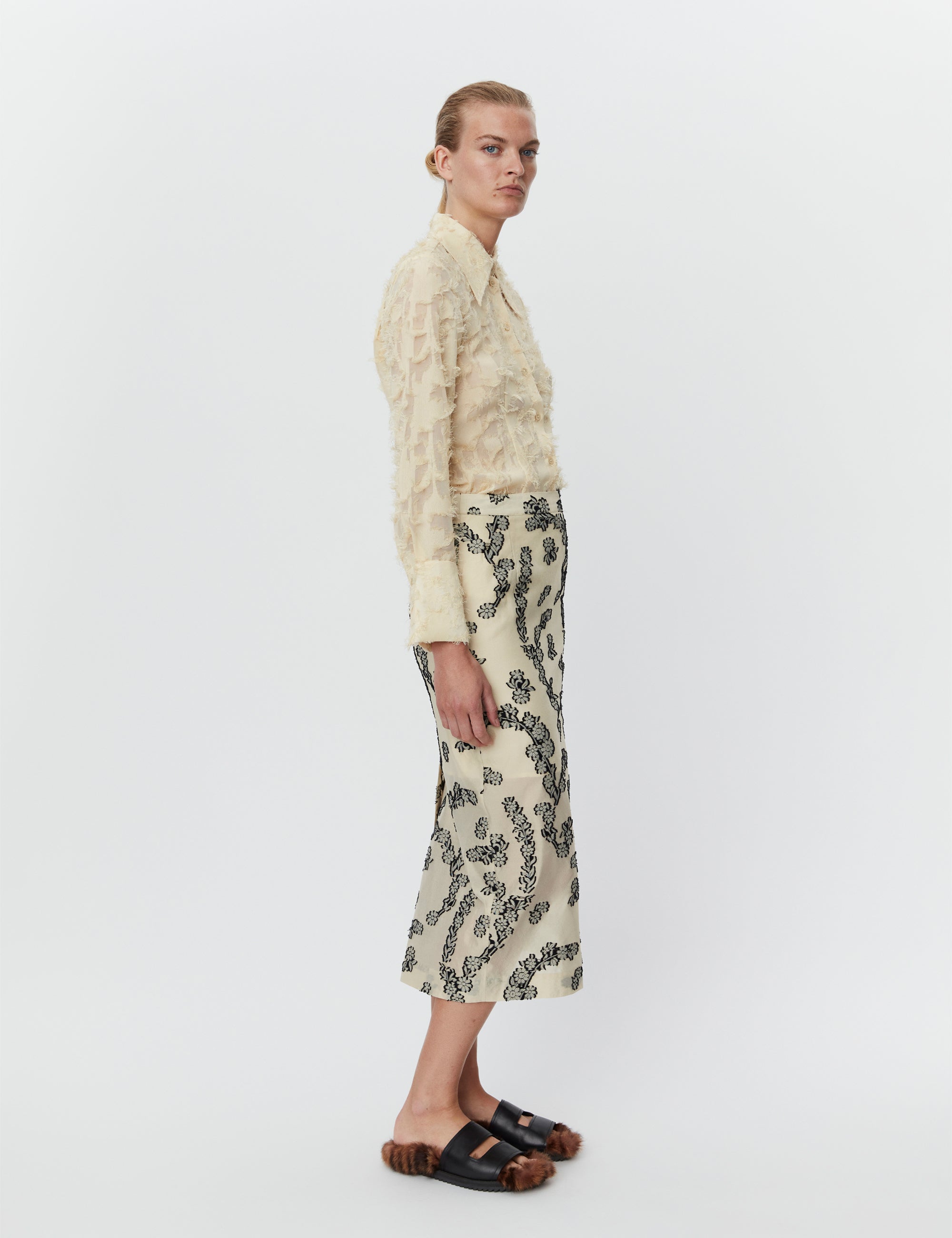 DAY Birger ét Mikkelsen Evanna - Floral Jacquard Skirt 120713 ALMOND OIL