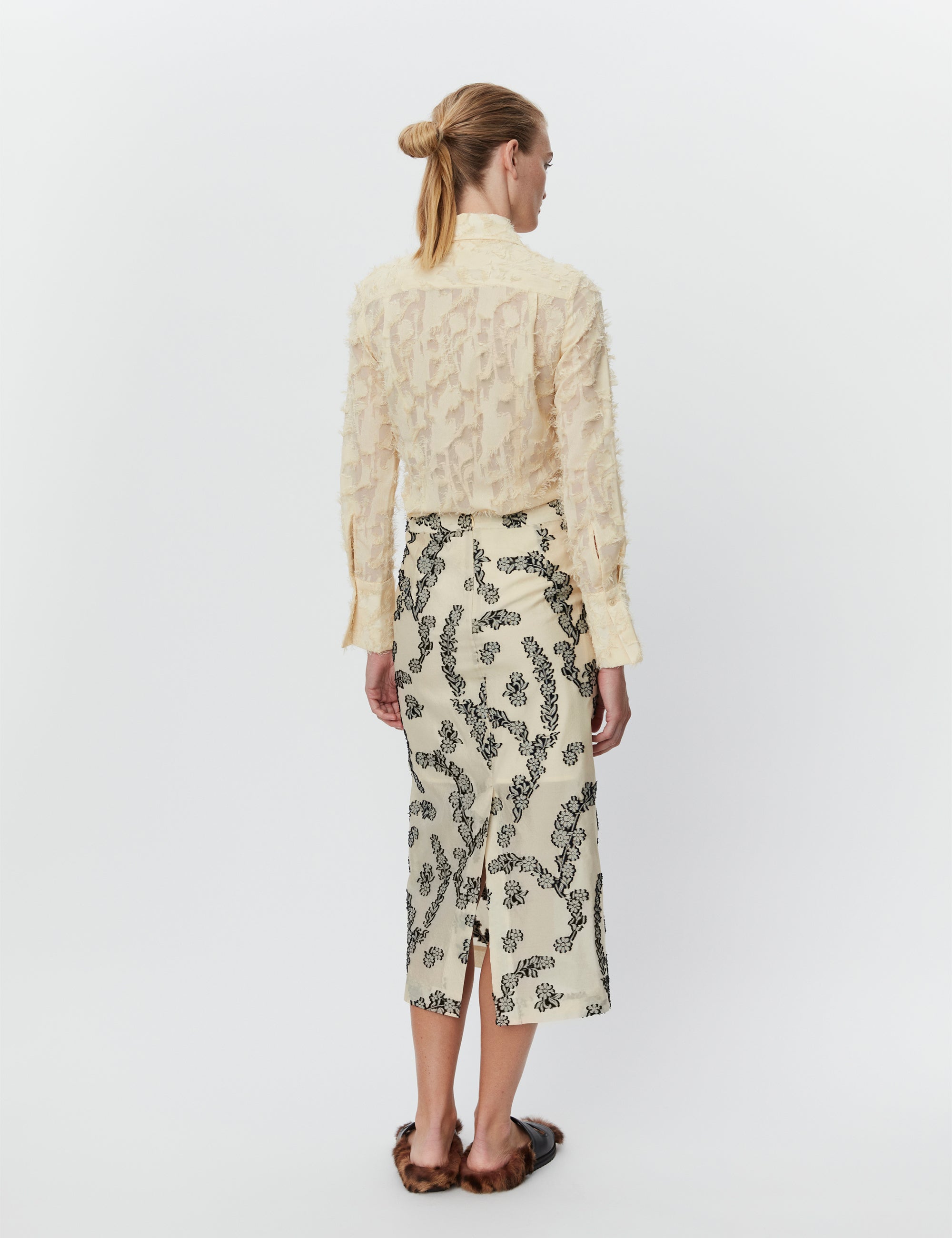 DAY Birger ét Mikkelsen Evanna - Floral Jacquard Skirt 120713 ALMOND OIL