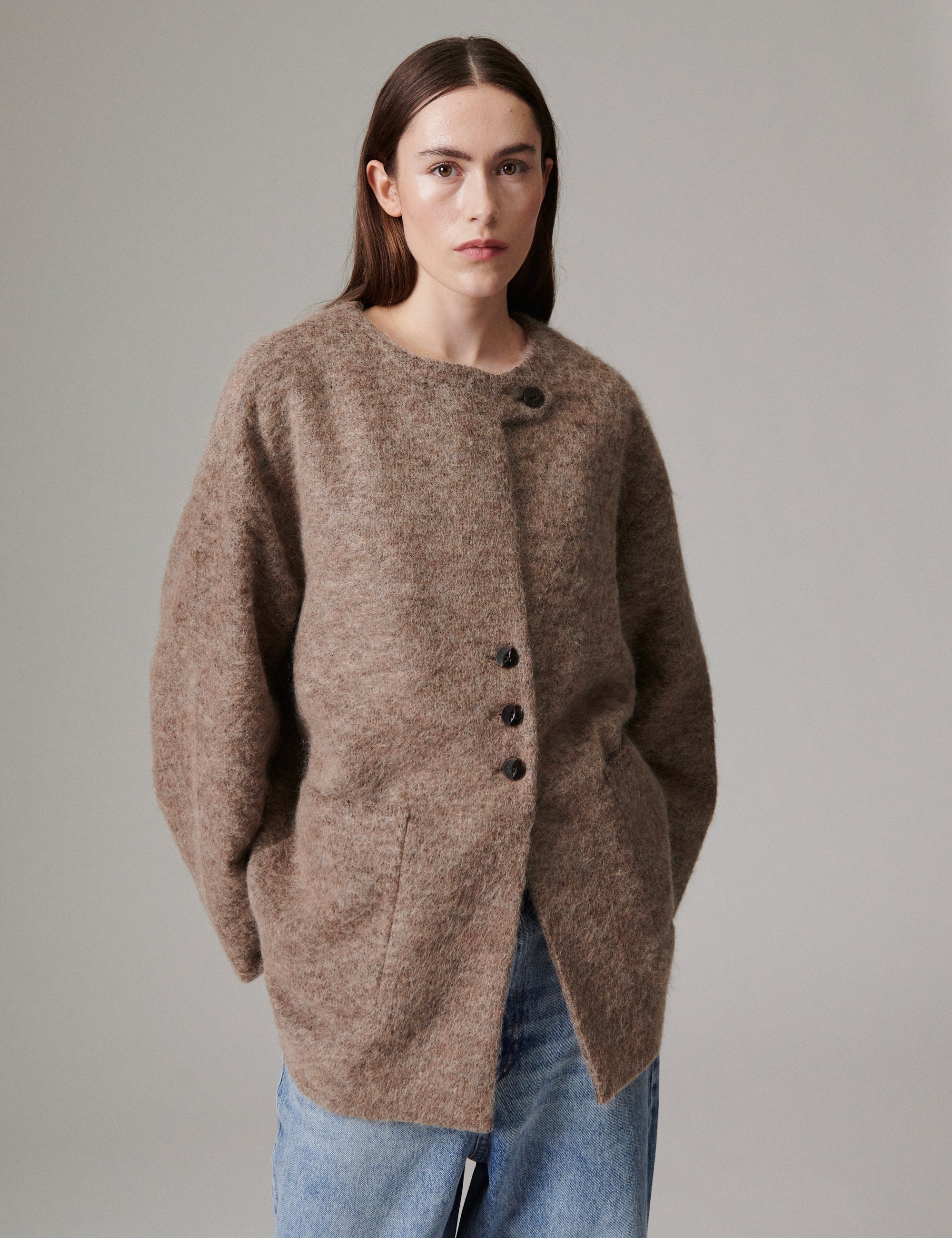 DAY Birger ét Mikkelsen Flussy - Mohair Wool - Jakke Jakke 500086 DARK BROWN