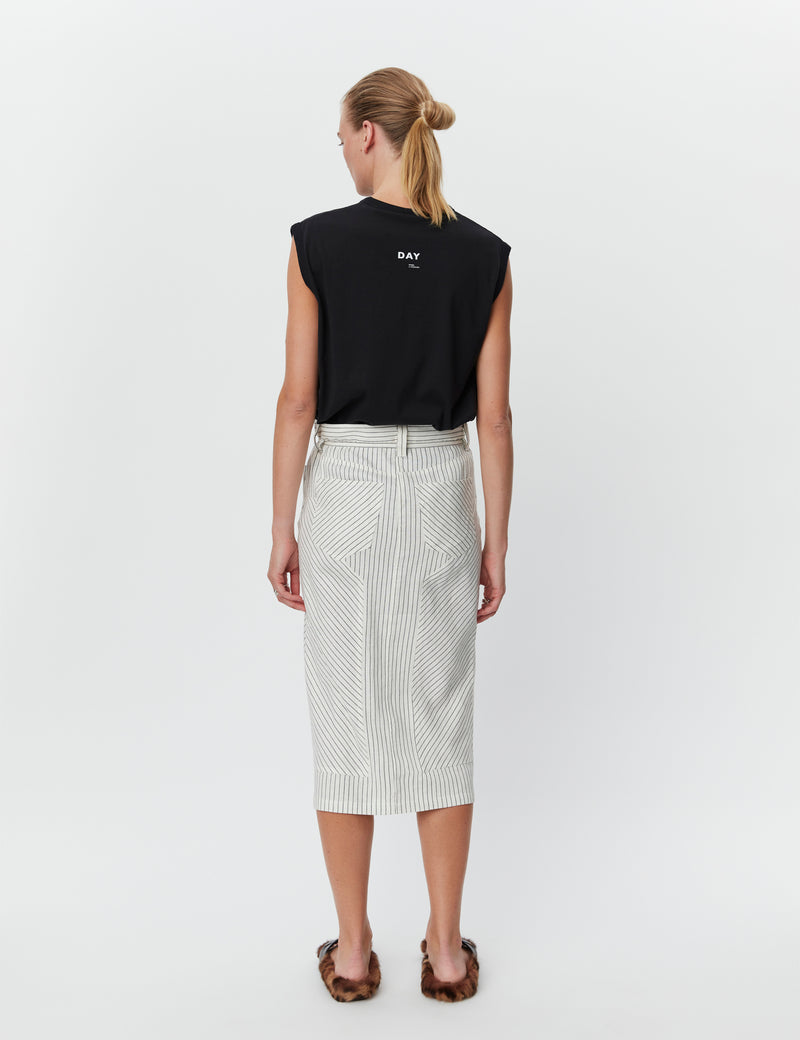 DAY Birger ét Mikkelsen Freda - Cozy Linen Stripe Skirt 190303 BLACK