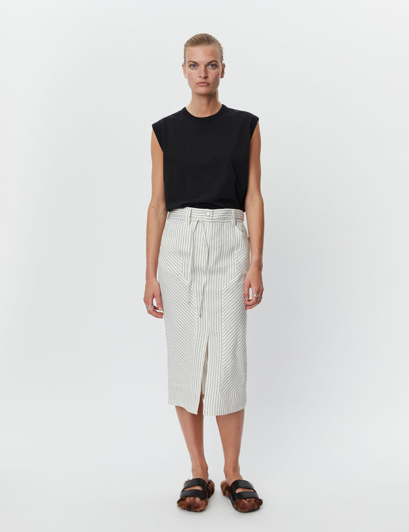 DAY Birger ét Mikkelsen Freda - Cozy Linen Stripe Skirt 190303 BLACK