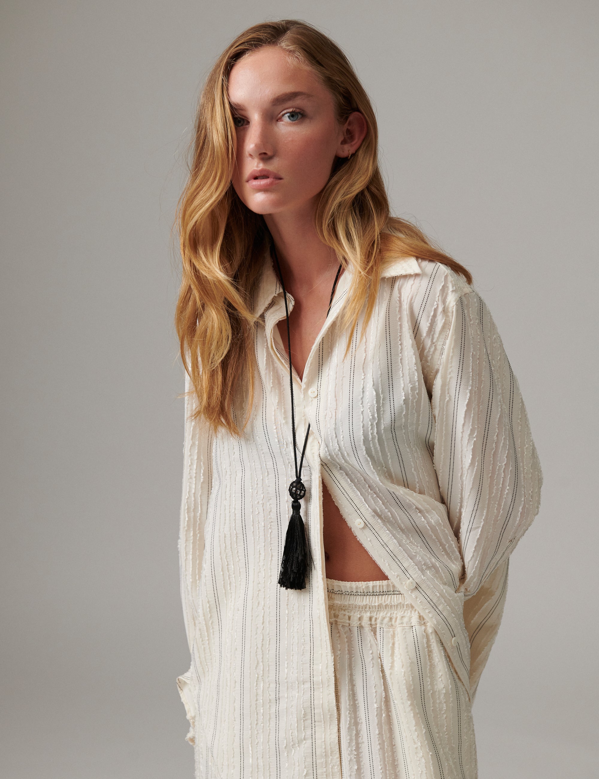 DAY Birger ét Mikkelsen Harsha - Raw Stripes - Bukser Bluse 01022 Jet Stream