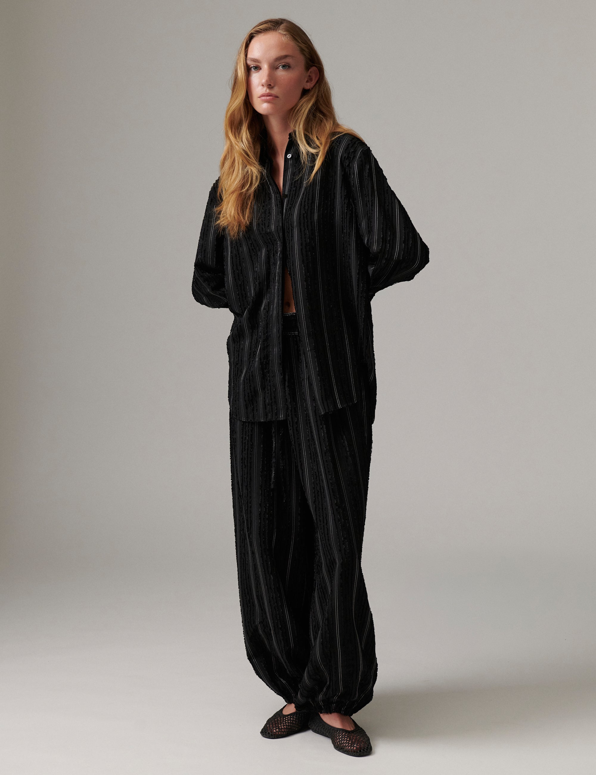 DAY Birger ét Mikkelsen Harsha - Raw Stripes - Bukser Bluse 12000 Black