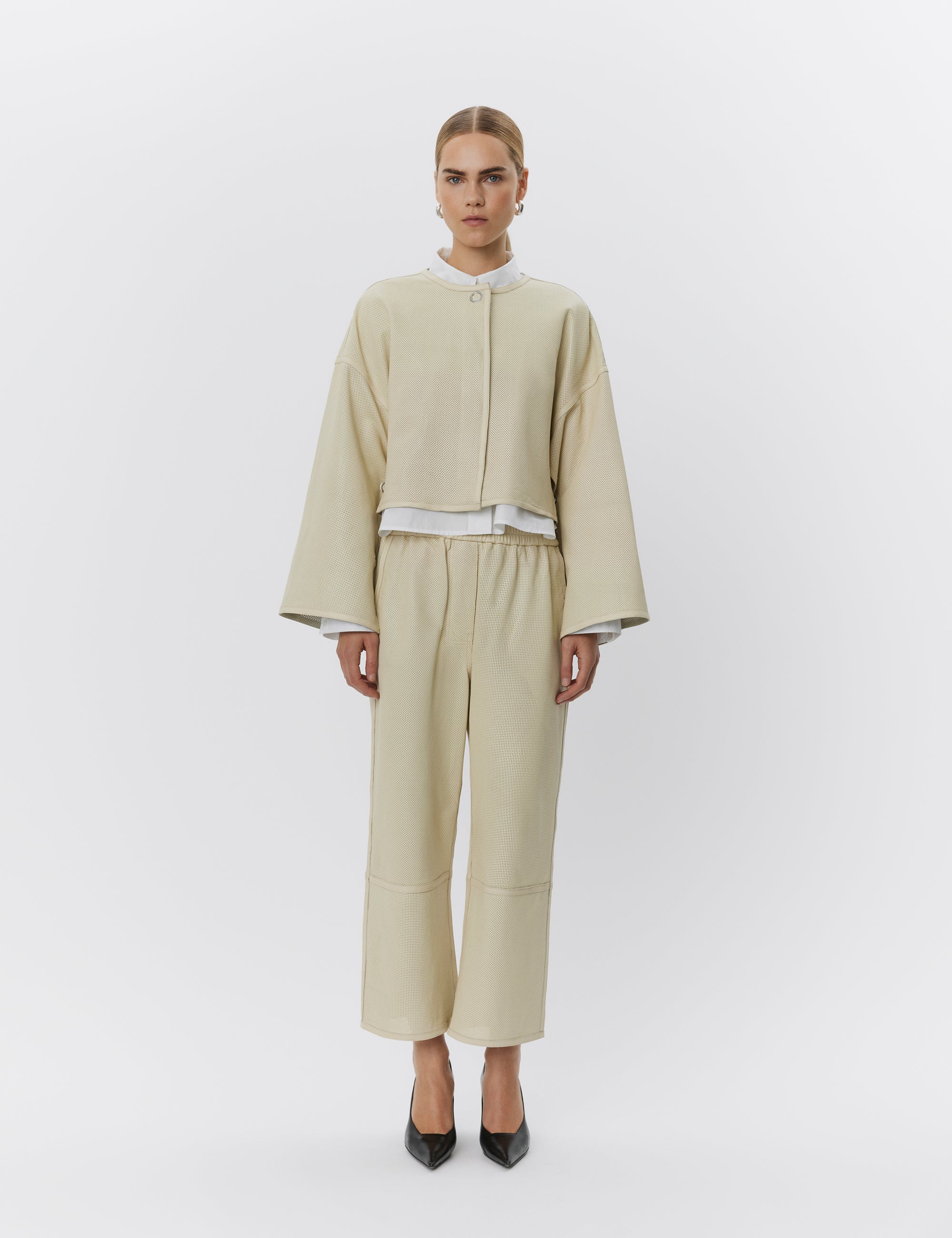 DAY Birger ét Mikkelsen Jonah - Perforated Leather Pants 120110 PISTACHIO SHELL.