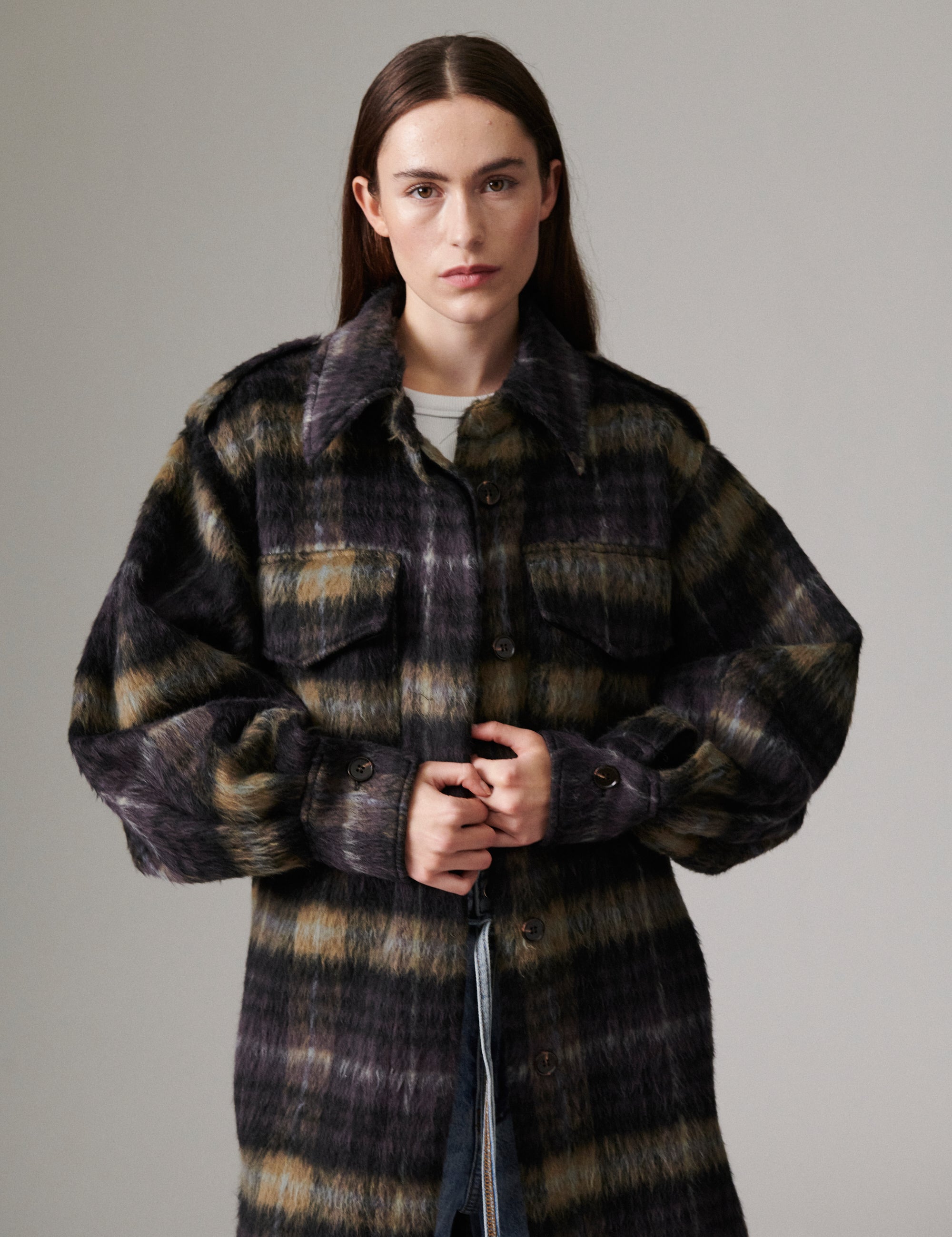 DAY Birger ét Mikkelsen Josiah - Fluffy Flannel - Frakke Frakke 500006 Medium Grey Melange