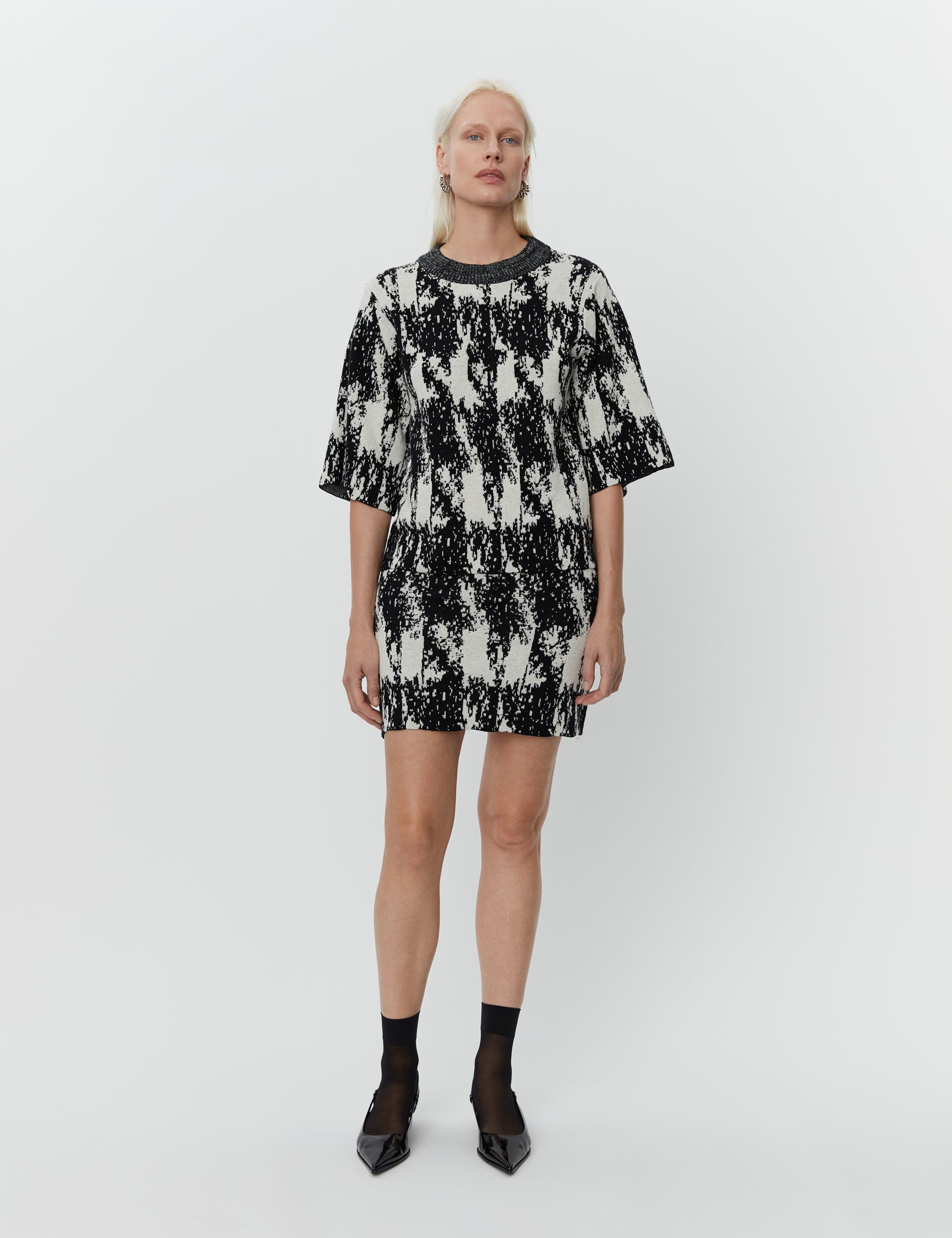 DAY Birger ét Mikkelsen Katrina - Cotton Jacquard RD Pullover 190303 BLACK