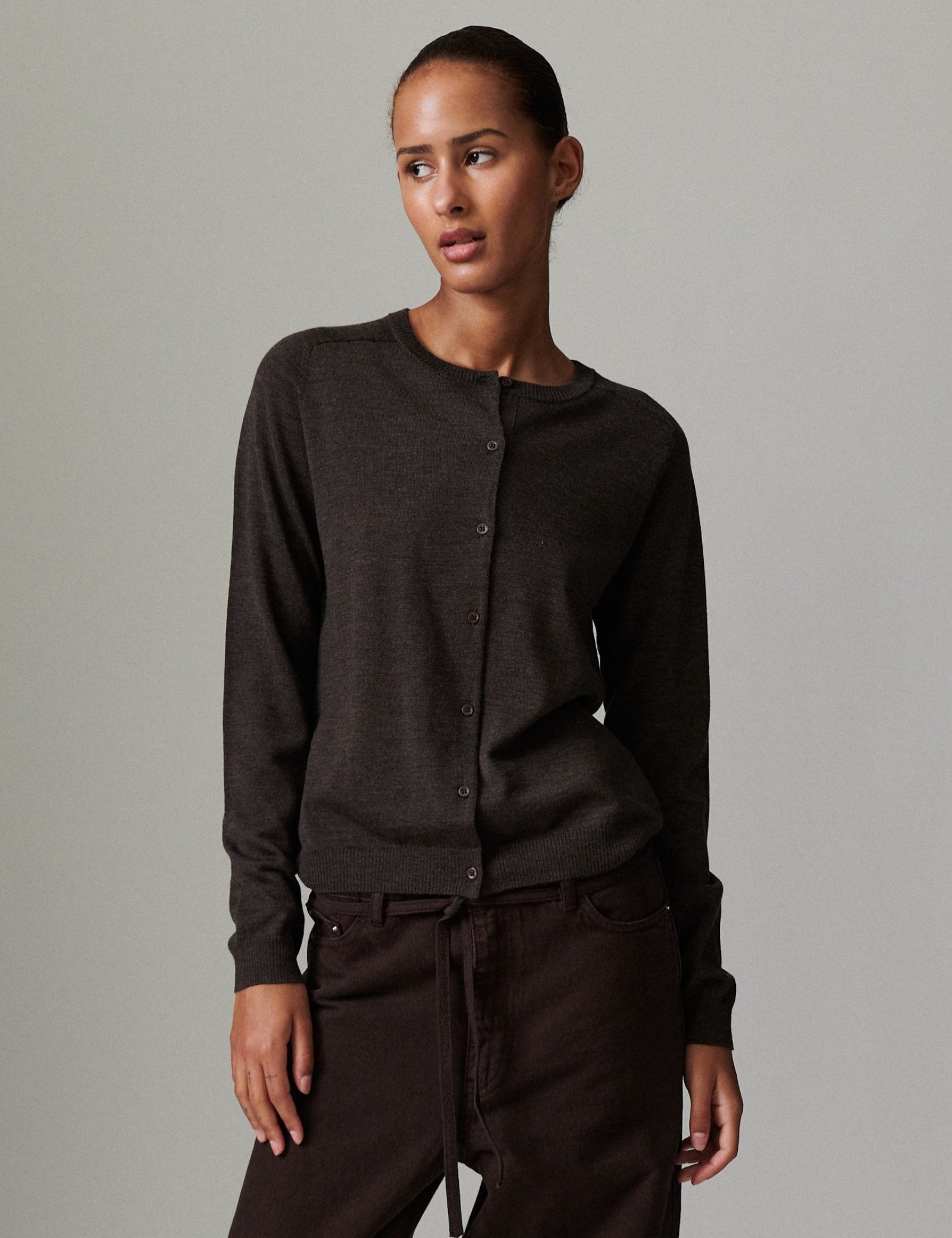 DAY Birger ét Mikkelsen Luna - Daily Elements Cardigan 500180 Expresso Melange