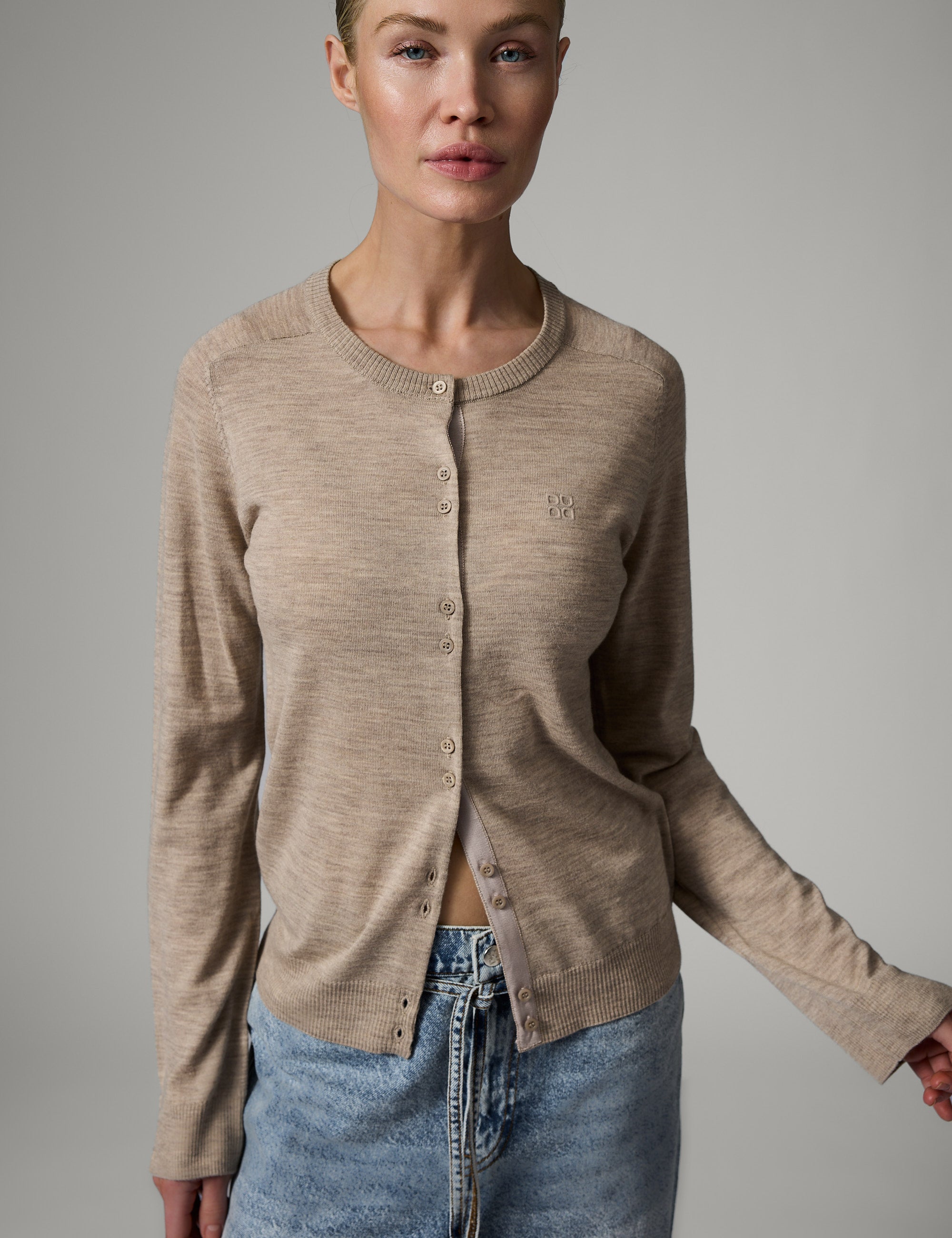 DAY Birger ét Mikkelsen Luna - Daily Elements Cardigan 500004 LIGHT BEIGEMELANGE