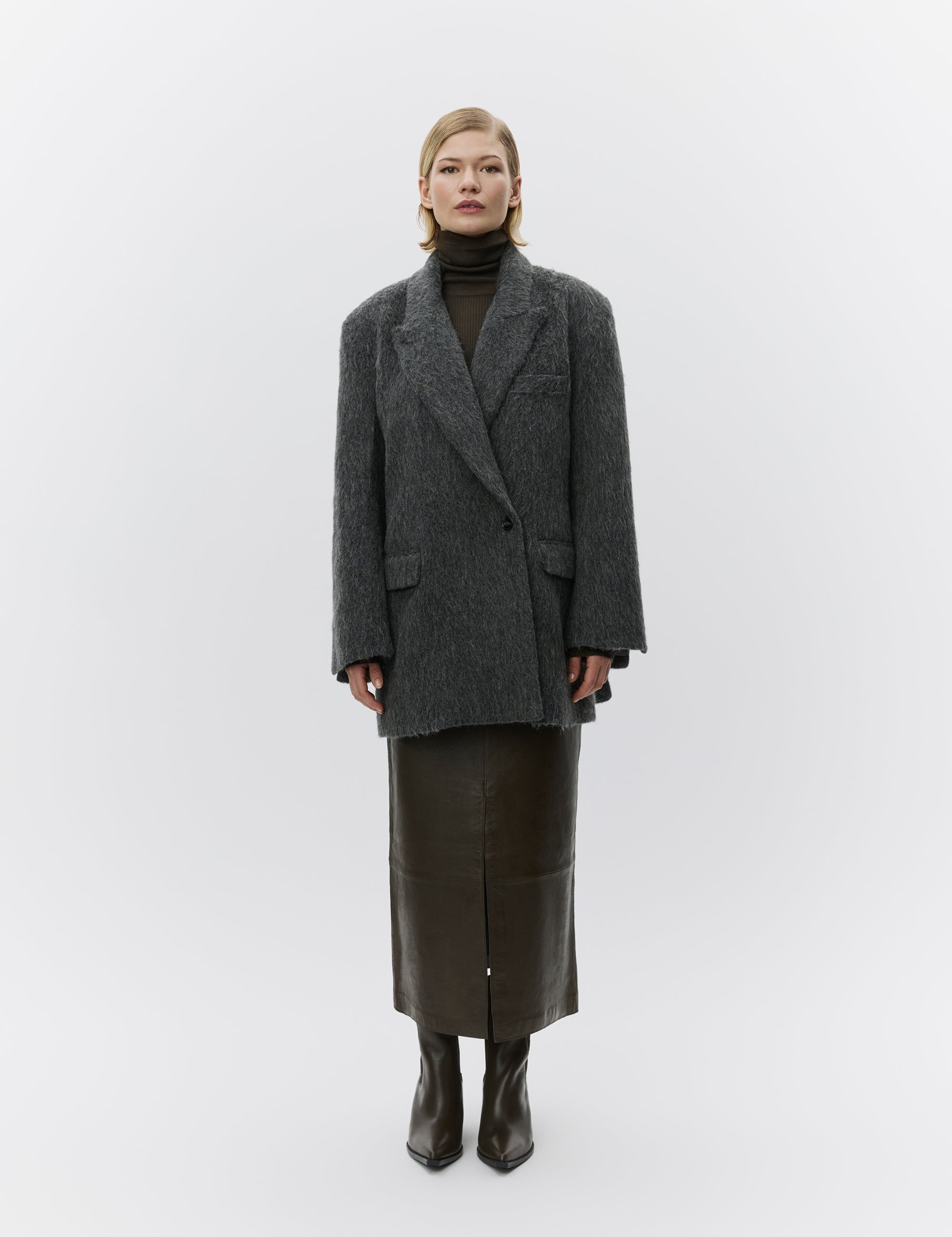 DAY Birger ét Mikkelsen Madrid - Hairy Wool Coats 500006 MEDIUM GREY MELANGE