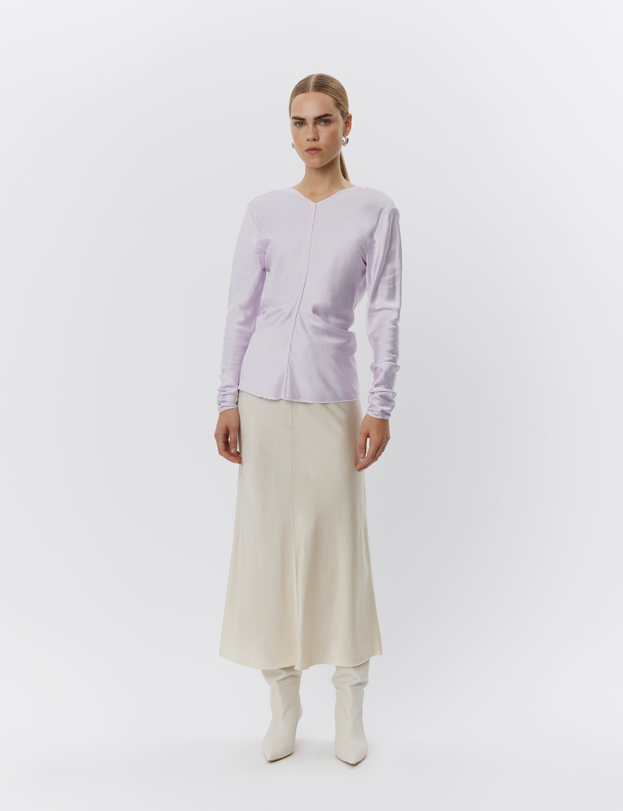 DAY Birger ét Mikkelsen Pine - Viscose Sateen Stretch Skirt 120110 PISTACHIO SHELL.
