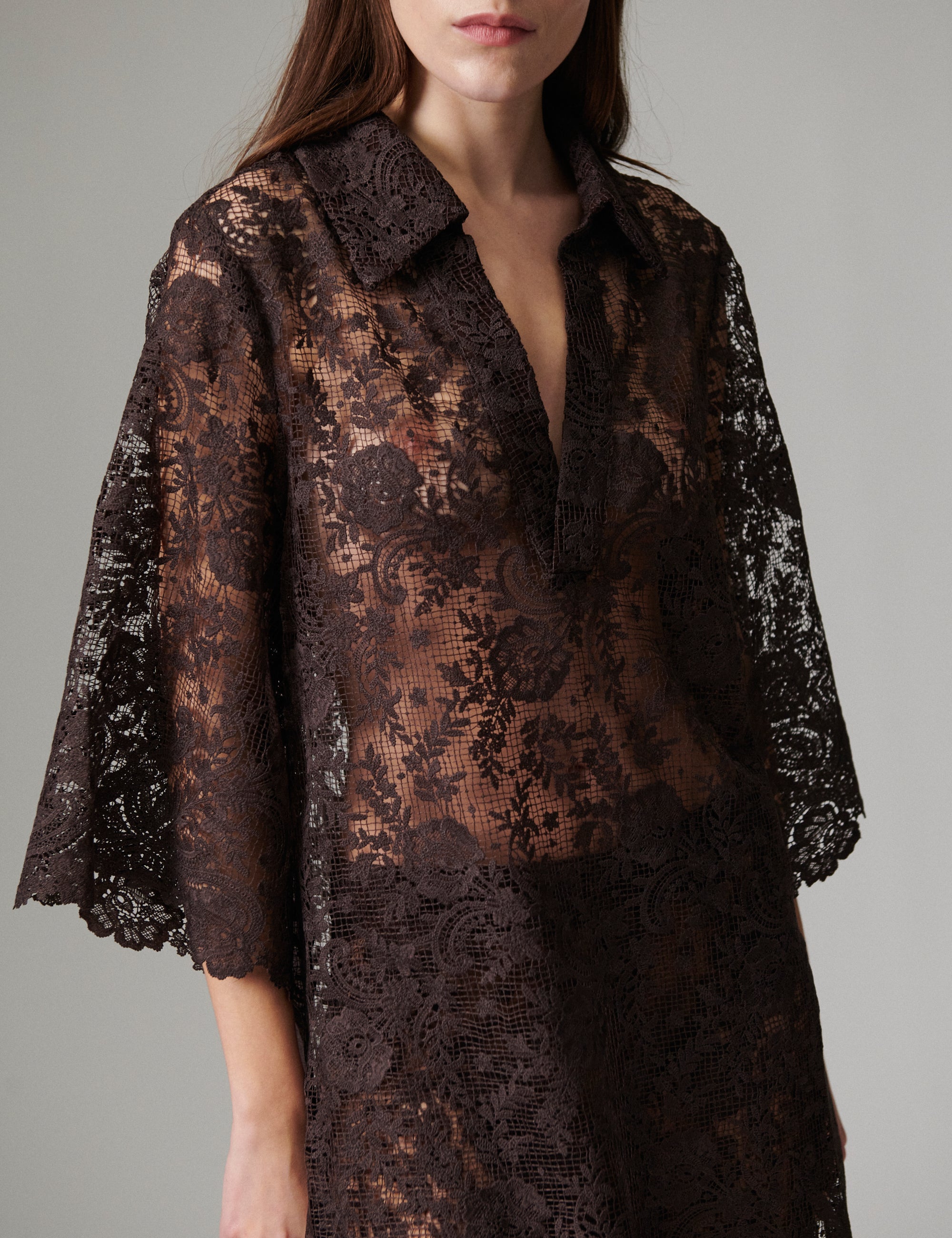 DAY Birger ét Mikkelsen Prima - Day Crochet - Tunic Tunika 190915 Coffee Bean