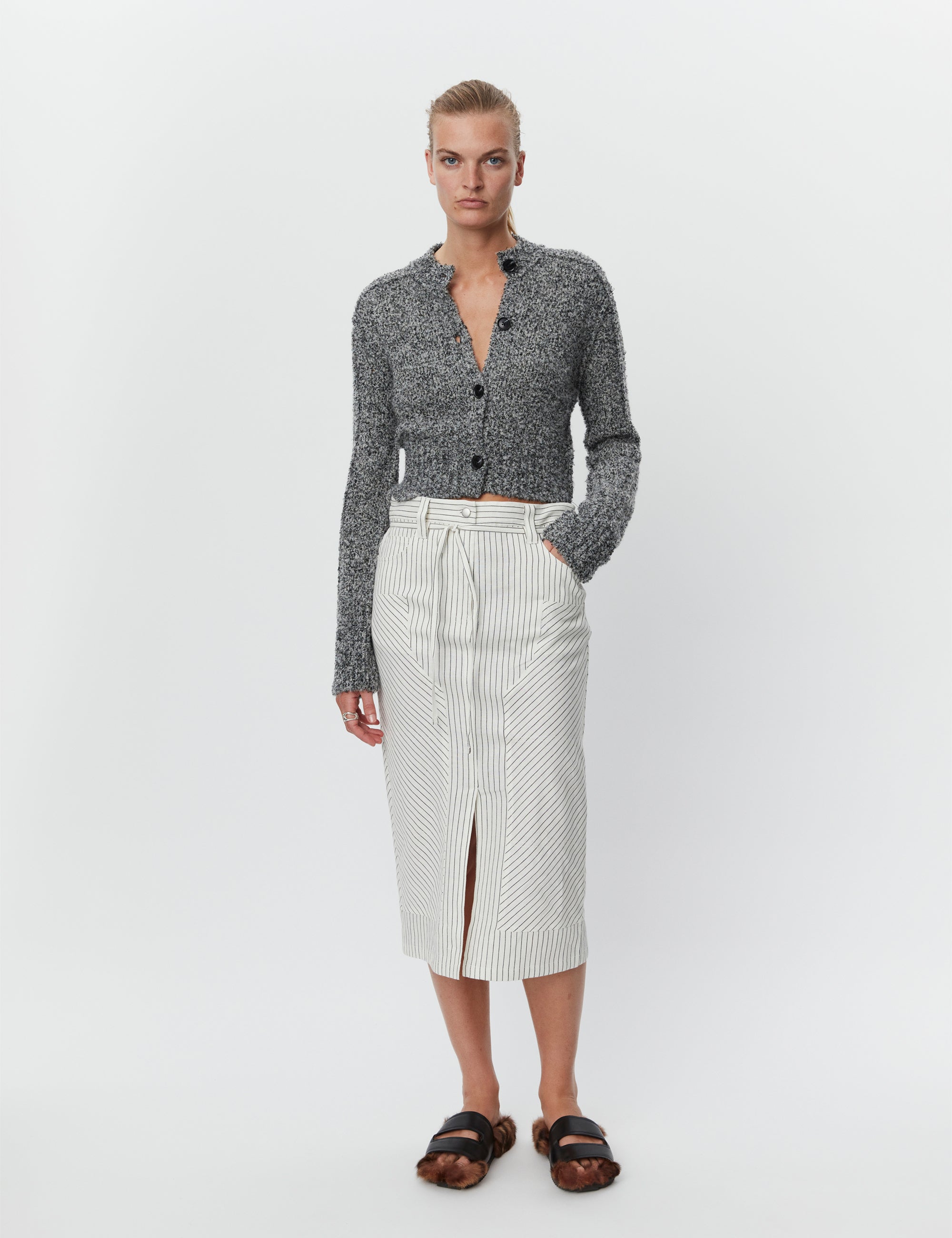 DAY Birger ét Mikkelsen Sullivan - Contrast Boucle Cardigan 500051 SALT AND PEPPER