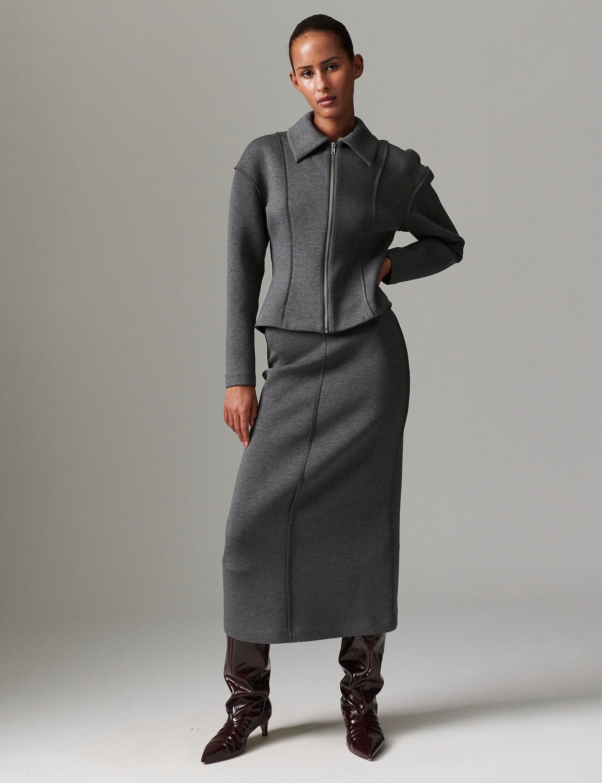 DAY Birger ét Mikkelsen Suzie - Scuba Skirt 500006 MEDIUM GREY MELANGE