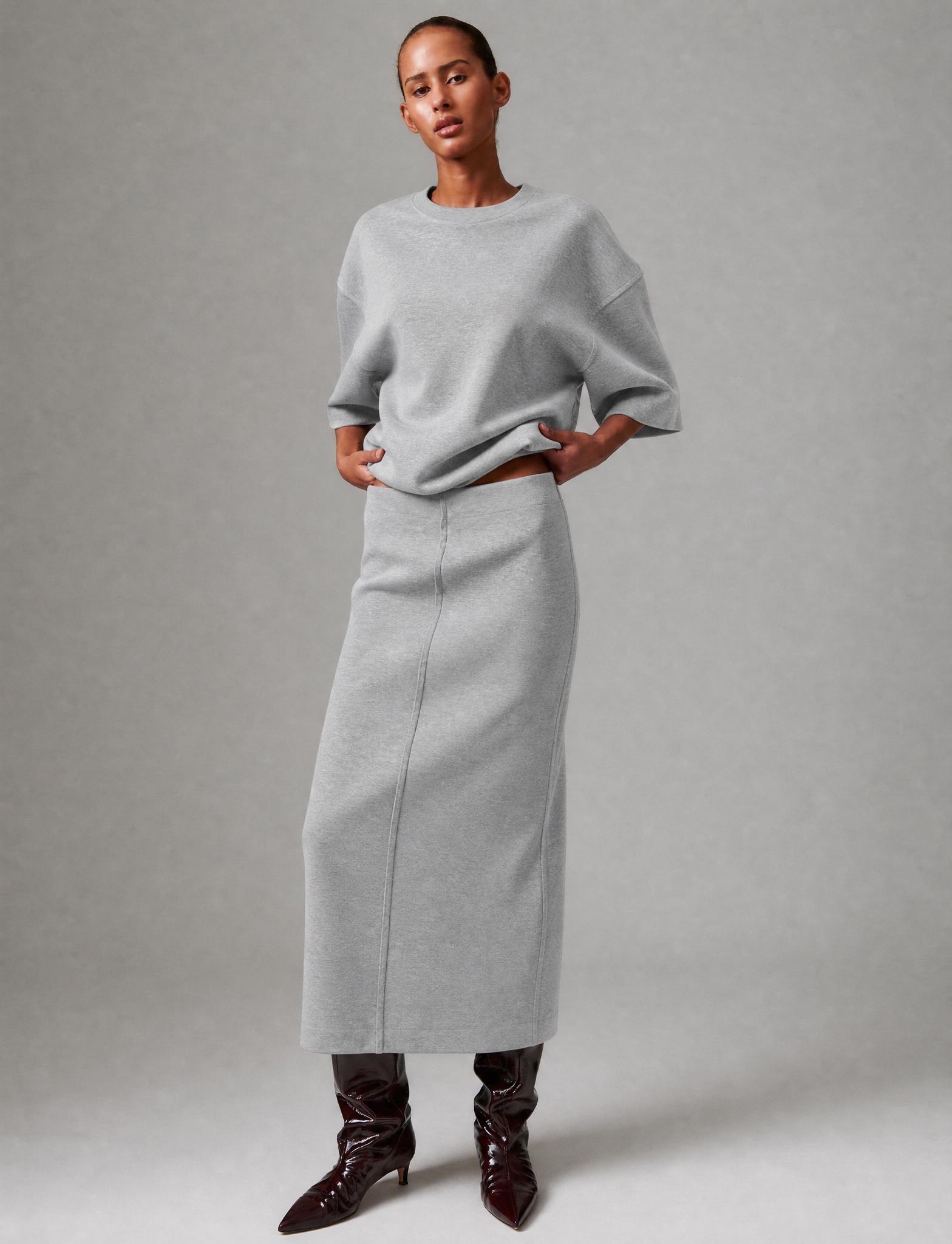 DAY Birger ét Mikkelsen Suzie - Scuba - Nederdel Skirt 500036 Light Grey Melange