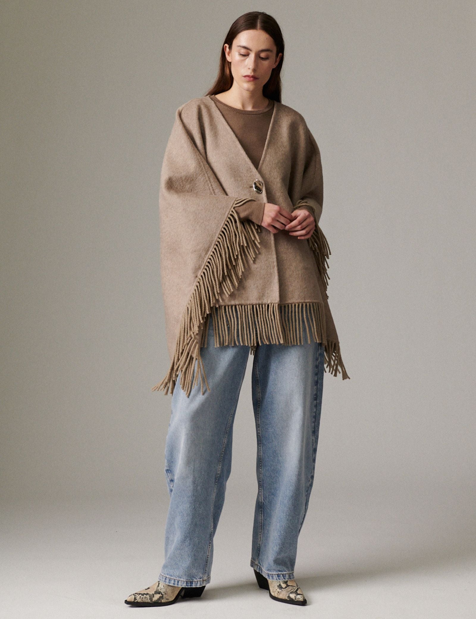 DAY Birger ét Mikkelsen Sybil Fringes - Double Faced Wool - Kappe Kappe 500001 Beige Melange