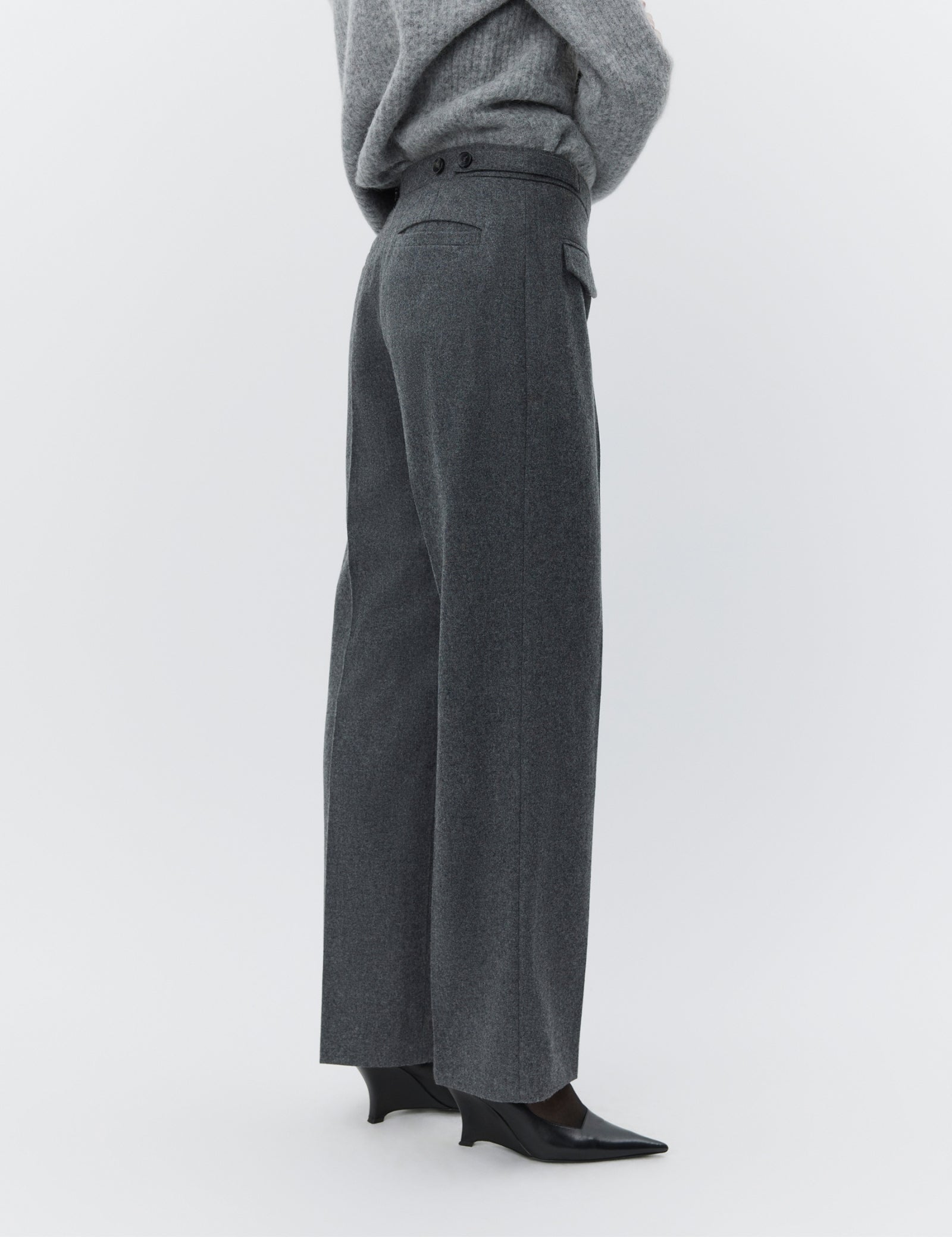 DAY Birger ét Mikkelsen Thalia - Melange Wool Pants 500006 MEDIUM GREY MELANGE